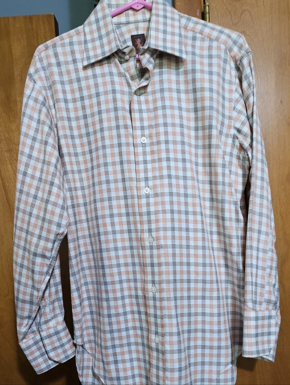 Robert Talbott Men's Plaid Button-Up Shirt in White and Brown